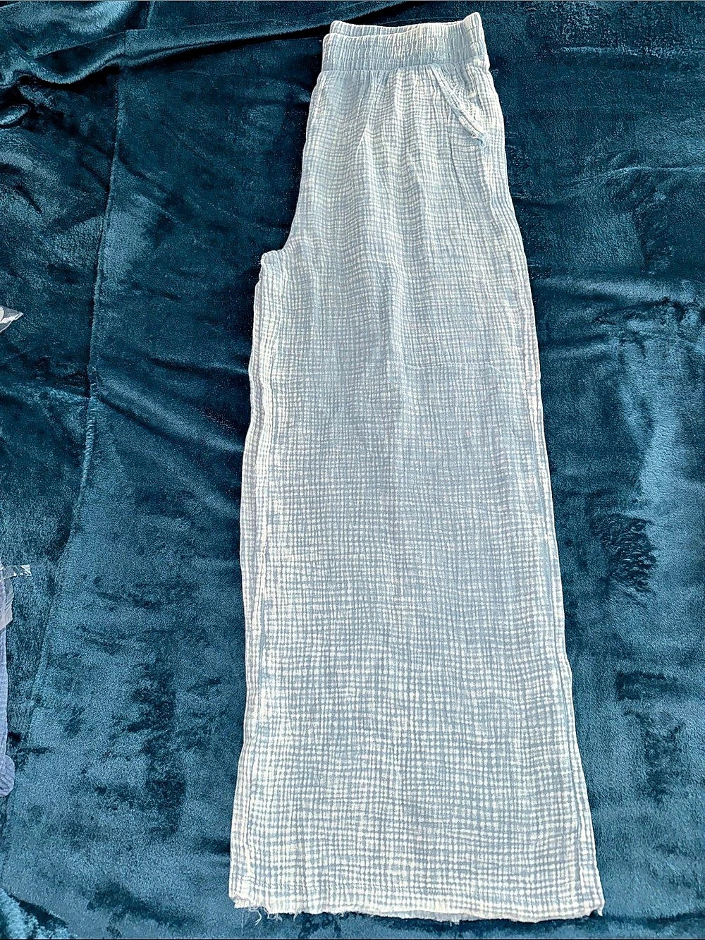 Zenana Blue Grey Gauze Acid Wash Pants